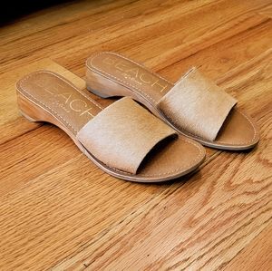 Tan cow hair slides - BEACH by Matisse